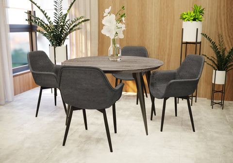 Ravenna Modern Round Wood 47" Dining Table With Metal Legs