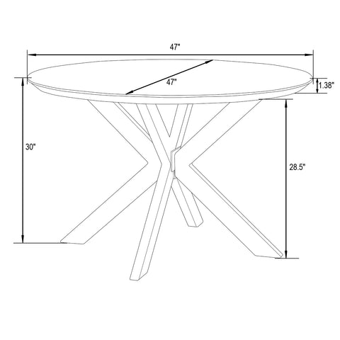 Ravenna 47" Round MDF Wood Dining Table With Modern Metal Base