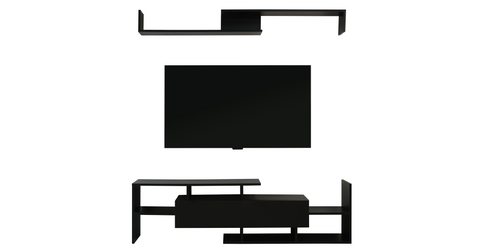 Surrey Modern TV Stand with MDF Shelves and Bookcase for Living Room