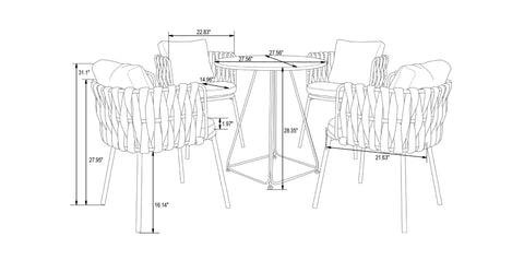 Spencer Modern Outdoor Patio Dining Chair with Rope Design and Cushions