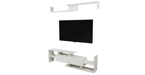 Surrey Modern TV Stand with MDF Shelves and Bookcase for Living Room