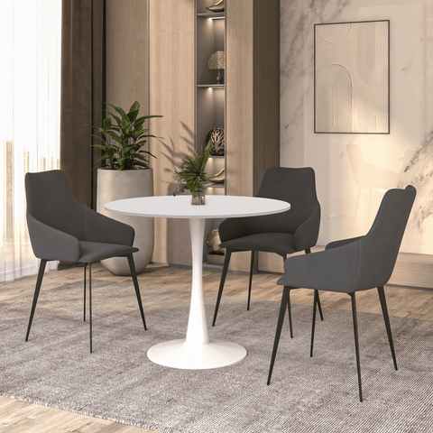 Bristol 32" Round Dining Table with Wood Top and Iron Pedestal Base