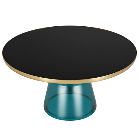 Tully Collection Coffee Table – Black/Gold Rim, Black Glass/Sintered Stone Top