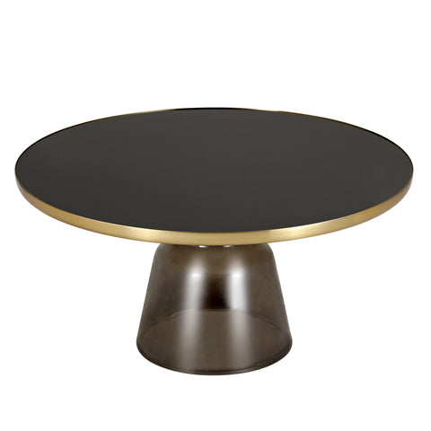 Tully Collection Coffee Table – Black/Gold Rim, Black Glass/Sintered Stone Top