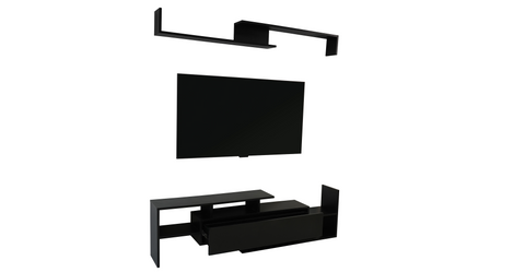 Surrey Modern TV Stand with MDF Shelves and Bookcase for Living Room