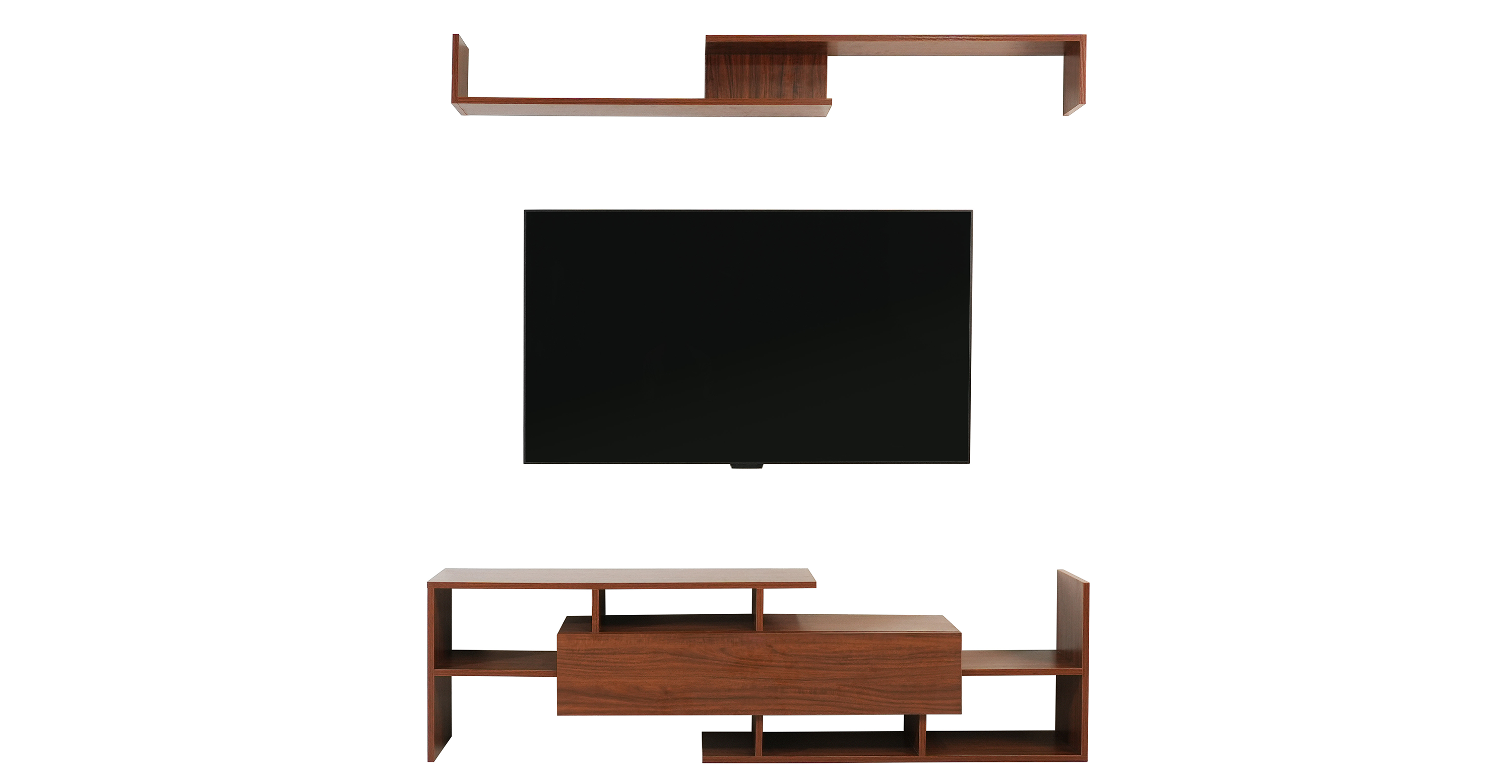 Surrey Modern TV Stand with MDF Shelves and Bookcase for Living Room