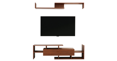 Surrey Modern TV Stand with MDF Shelves and Bookcase for Living Room