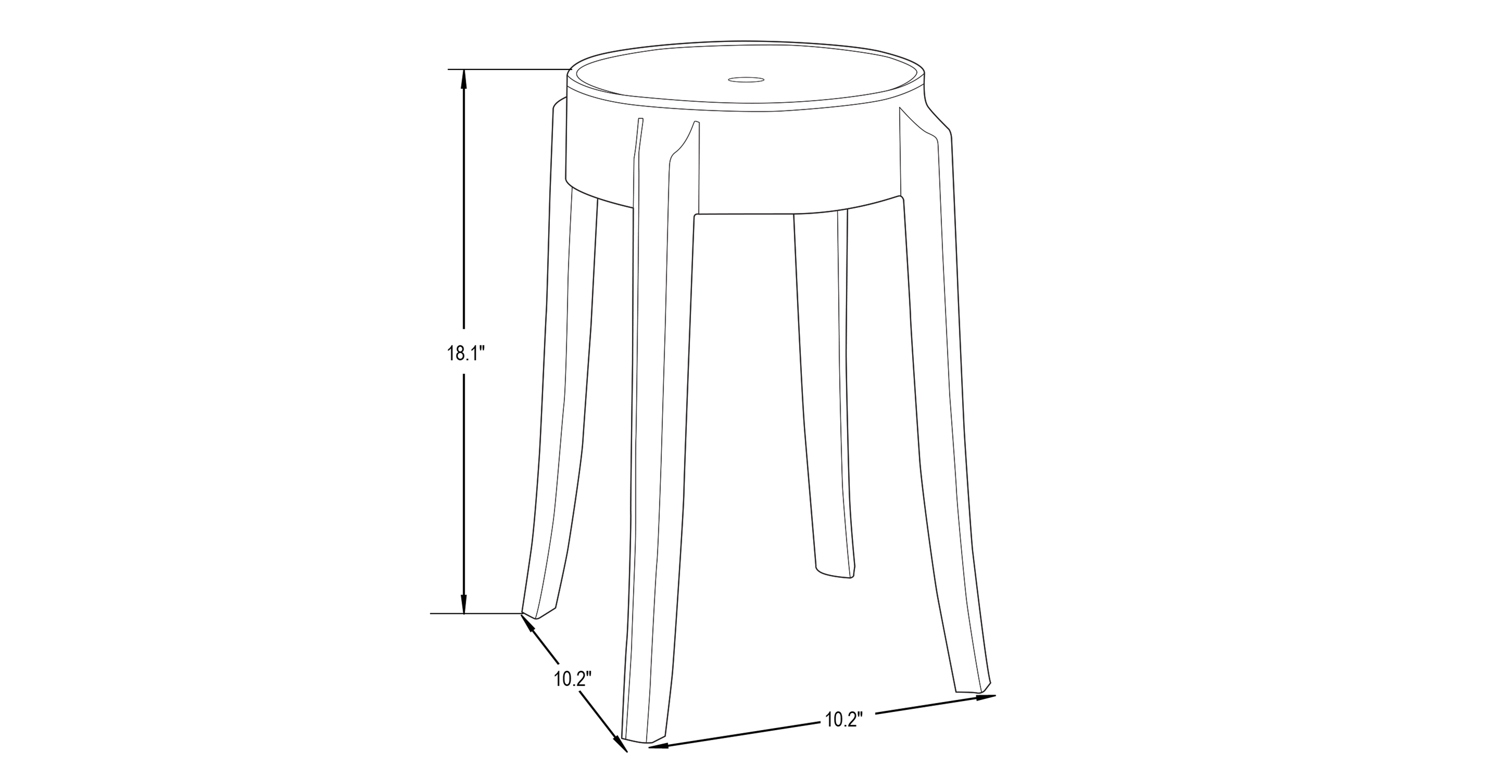 Averill Modern Plastic Dining Stool with Sturdy Seat and Legs Set of 2