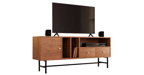 Rochester Modern Rectangular TV Stand: Enclosed Storage & Powder-Coated Iron Legs