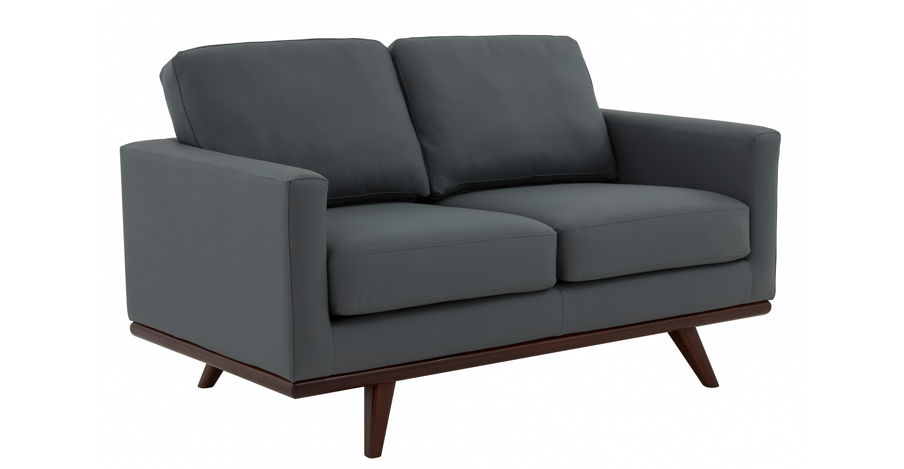 Birch Wood Base Leather Loveseat - Chester Collection