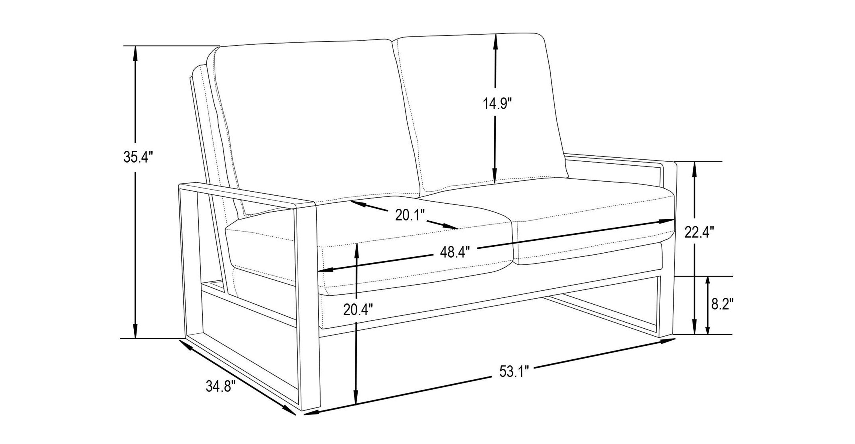 Jefferson Contemporary Velvet/Leather Loveseat with Stainless Steel Frame