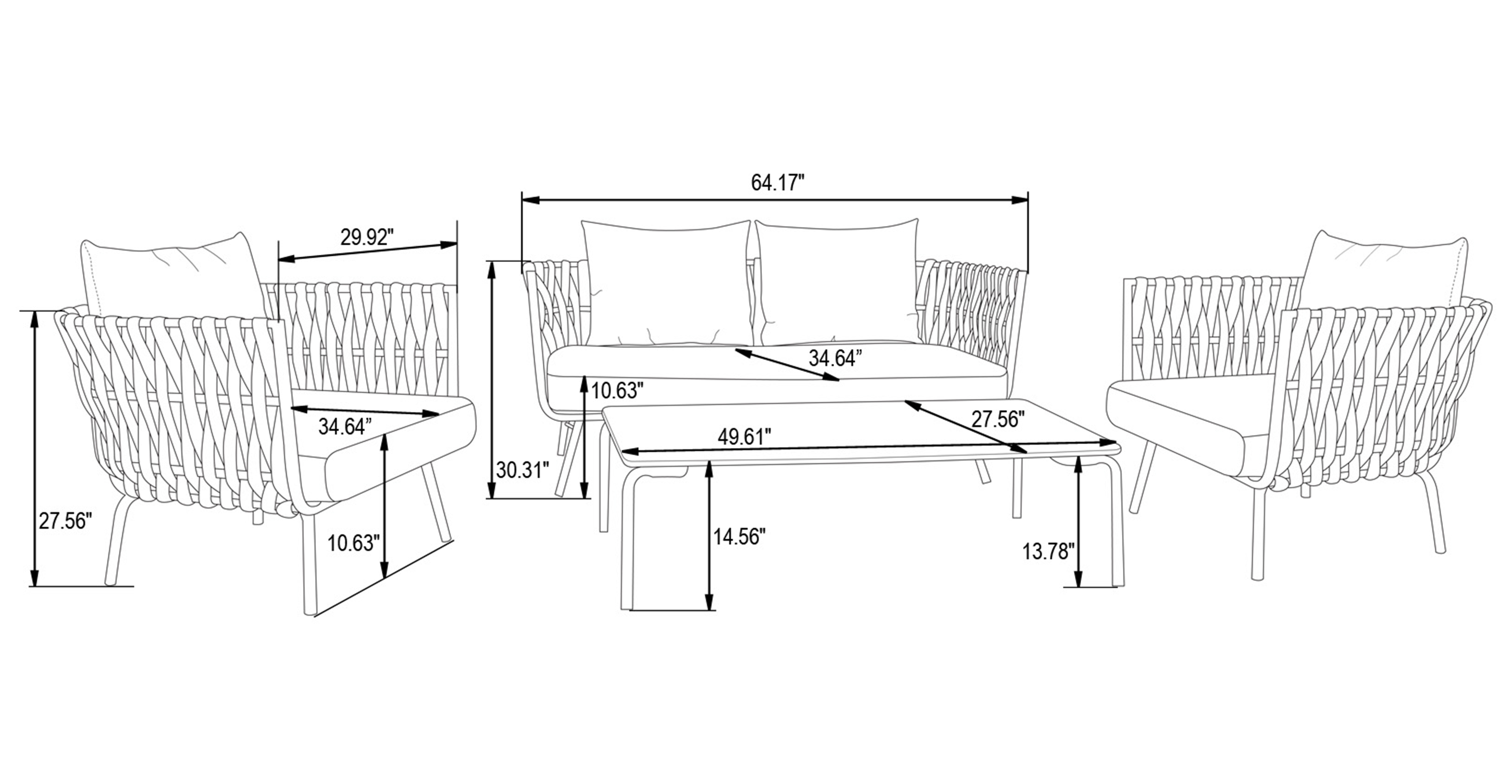 Spencer Modern Outdoor Rope Loveseat With Cushions