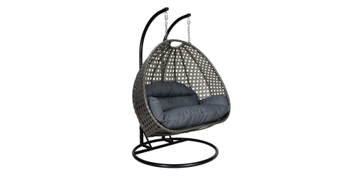 Modern Charcoal Wicker Hanging Double Seater Egg Swing Chair