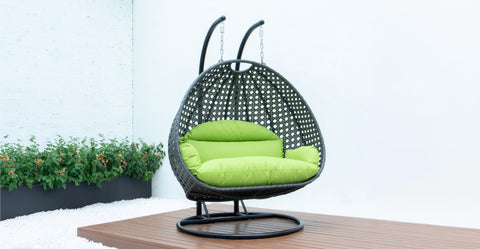 Modern Charcoal Wicker Hanging Double Seater Egg Swing Chair