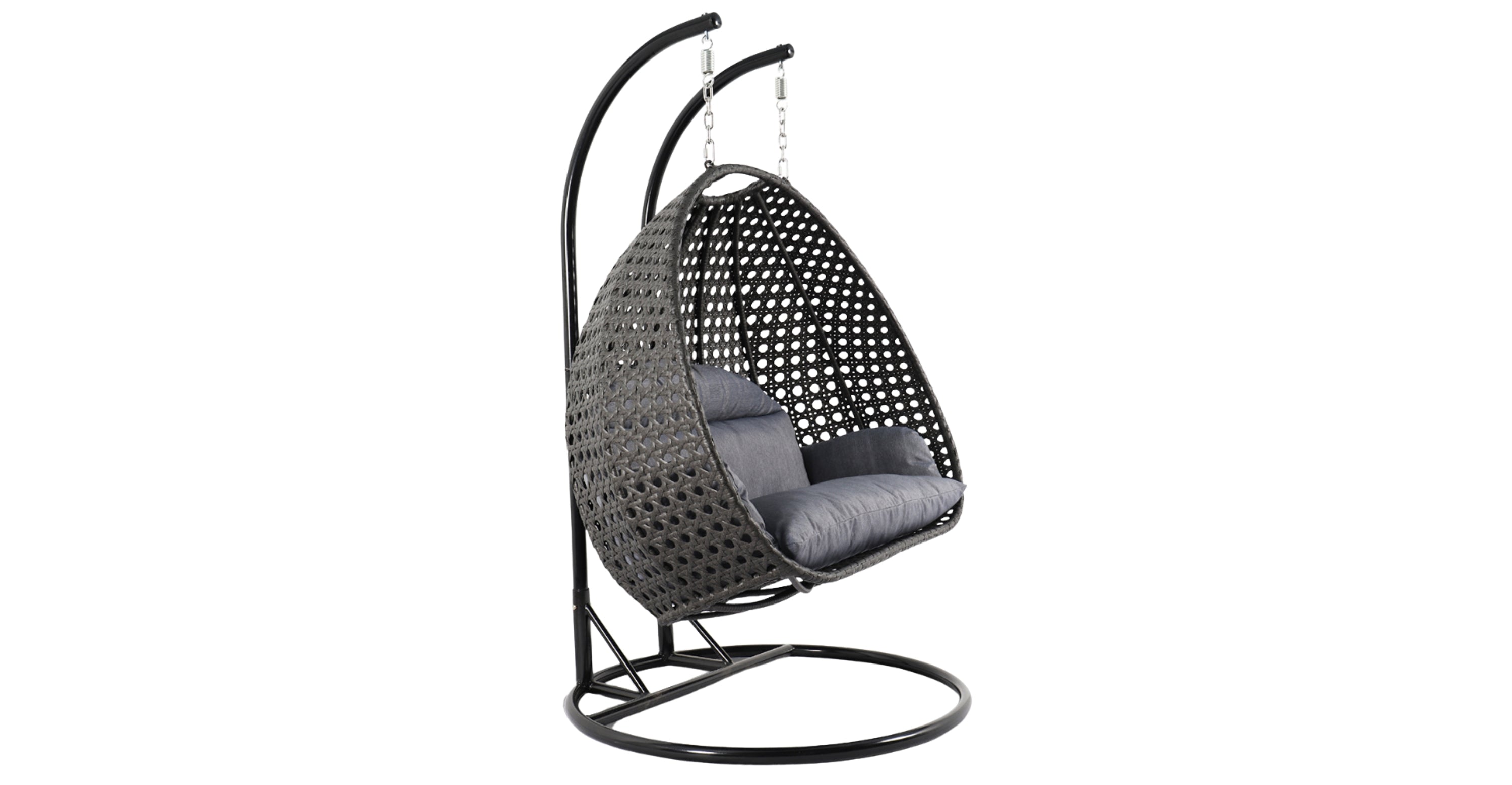 Modern Charcoal Wicker Hanging Double Seater Egg Swing Chair