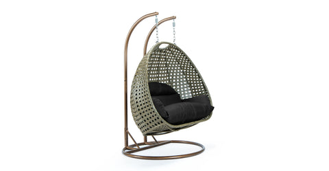 Modern Beige Wicker Hanging Double Seater Egg Swing Chair