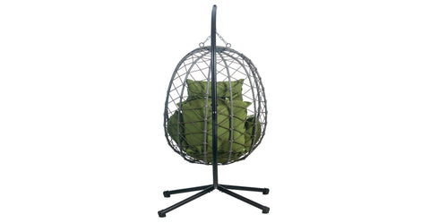 Summit Outdoor Single Person Egg Swing Chair in Grey Steel Frame With Removable Cushions