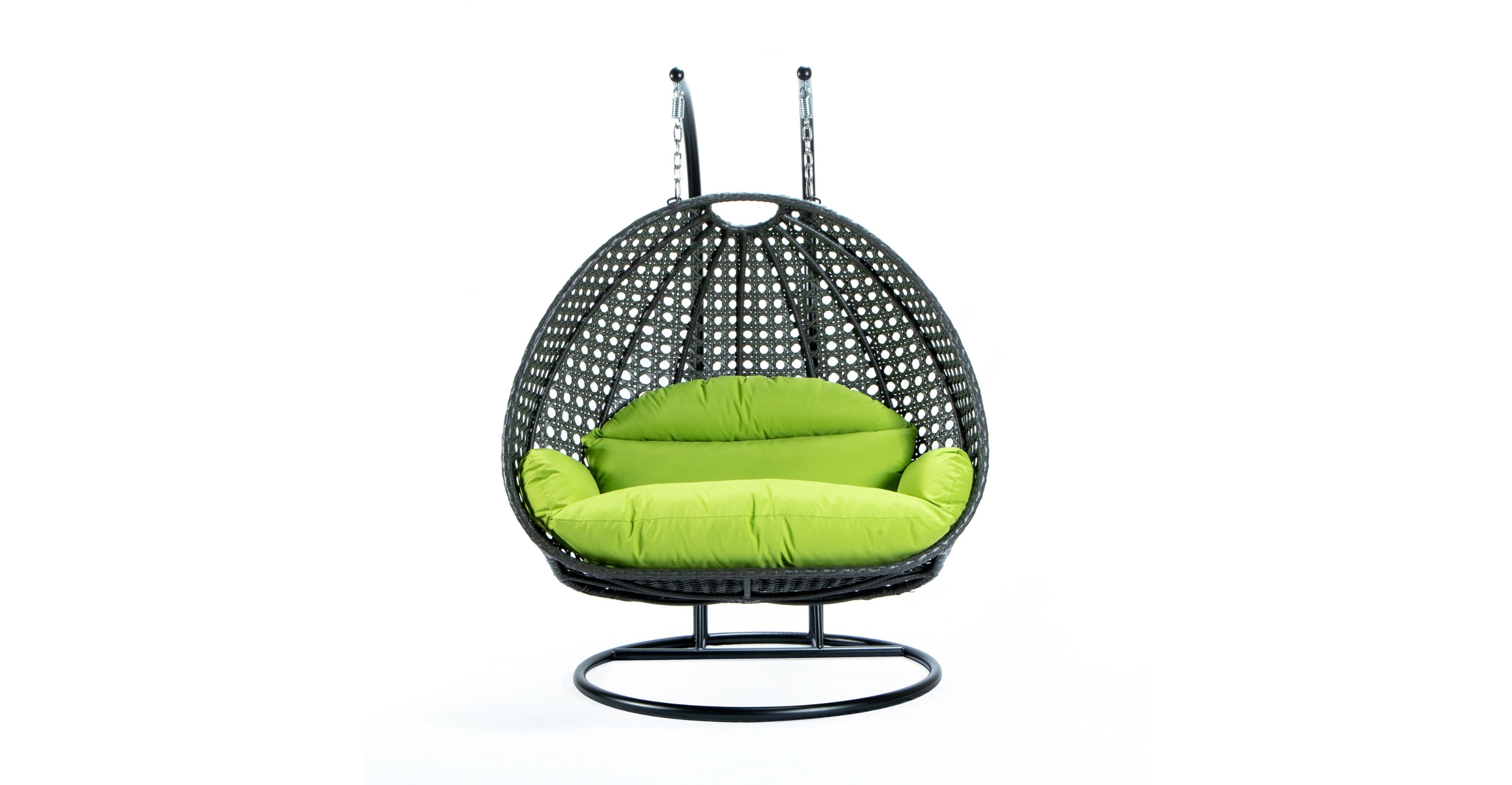 Modern Charcoal Wicker Hanging Double Seater Egg Swing Chair