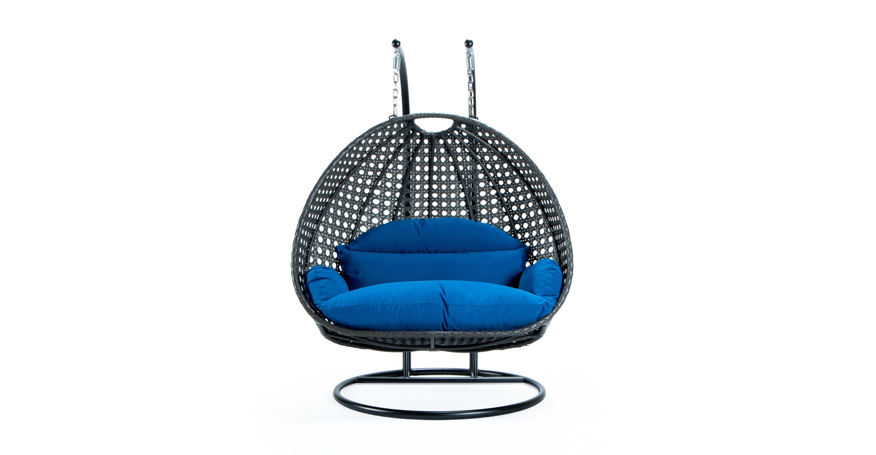 Modern Charcoal Wicker Hanging Double Seater Egg Swing Chair