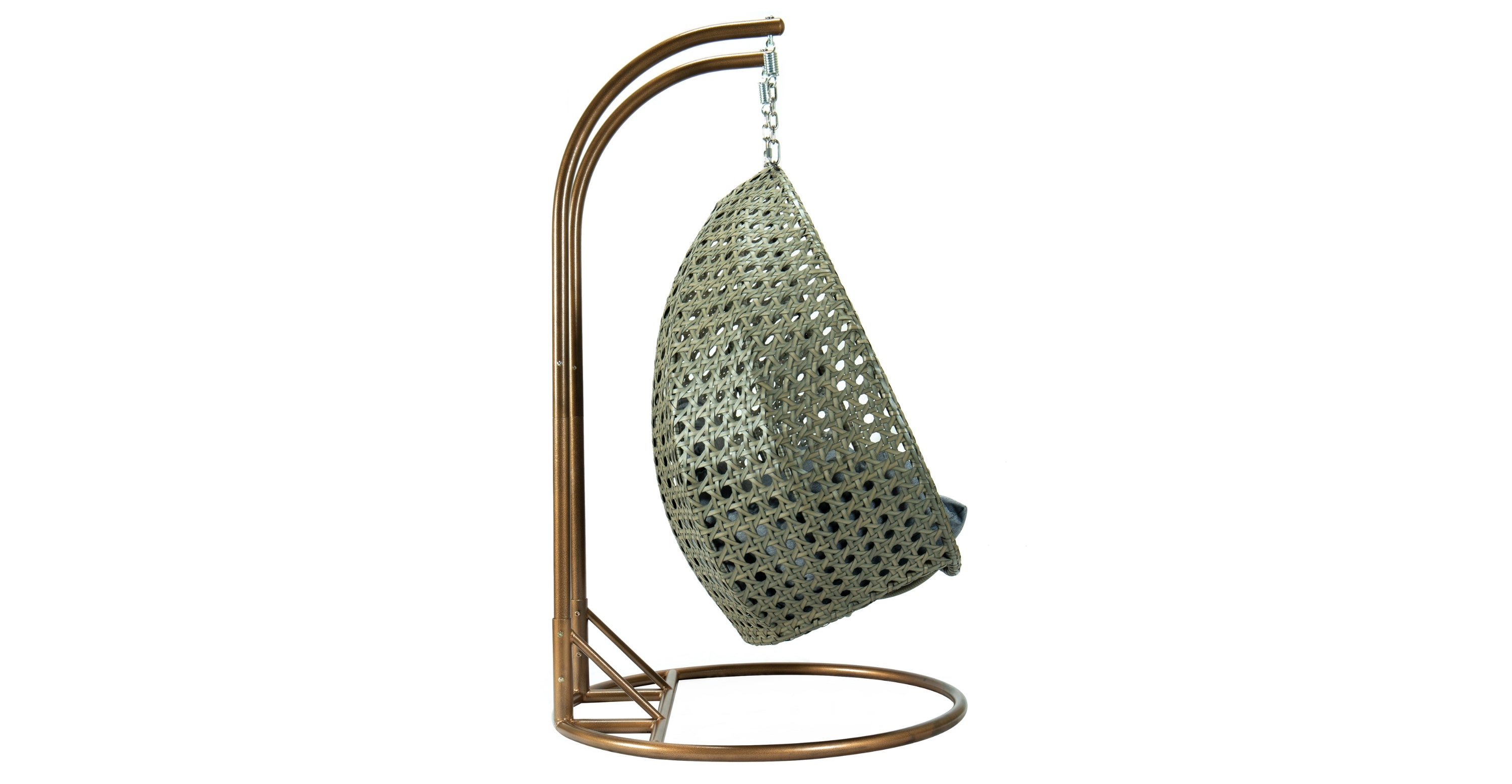 Modern Beige Wicker Hanging Double Seater Egg Swing Chair