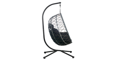 Summit Outdoor Single Person Egg Swing Chair in Grey Steel Frame With Removable Cushions