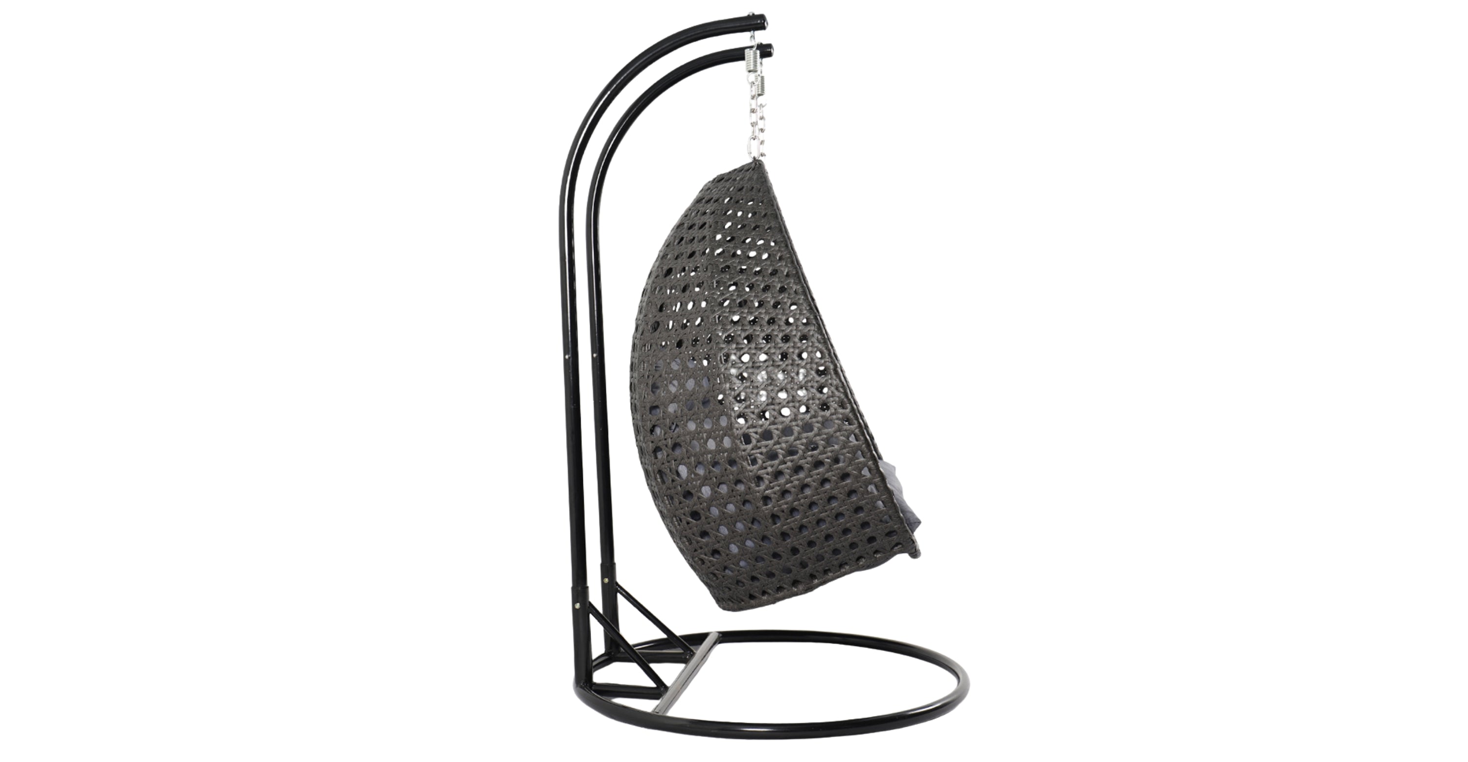 Modern Charcoal Wicker Hanging Double Seater Egg Swing Chair