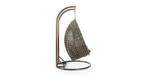 Modern Beige Wicker Hanging Double Seater Egg Swing Chair