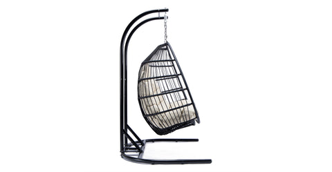 Wicker 2 Person Double Folding Hanging Egg Swing Chair