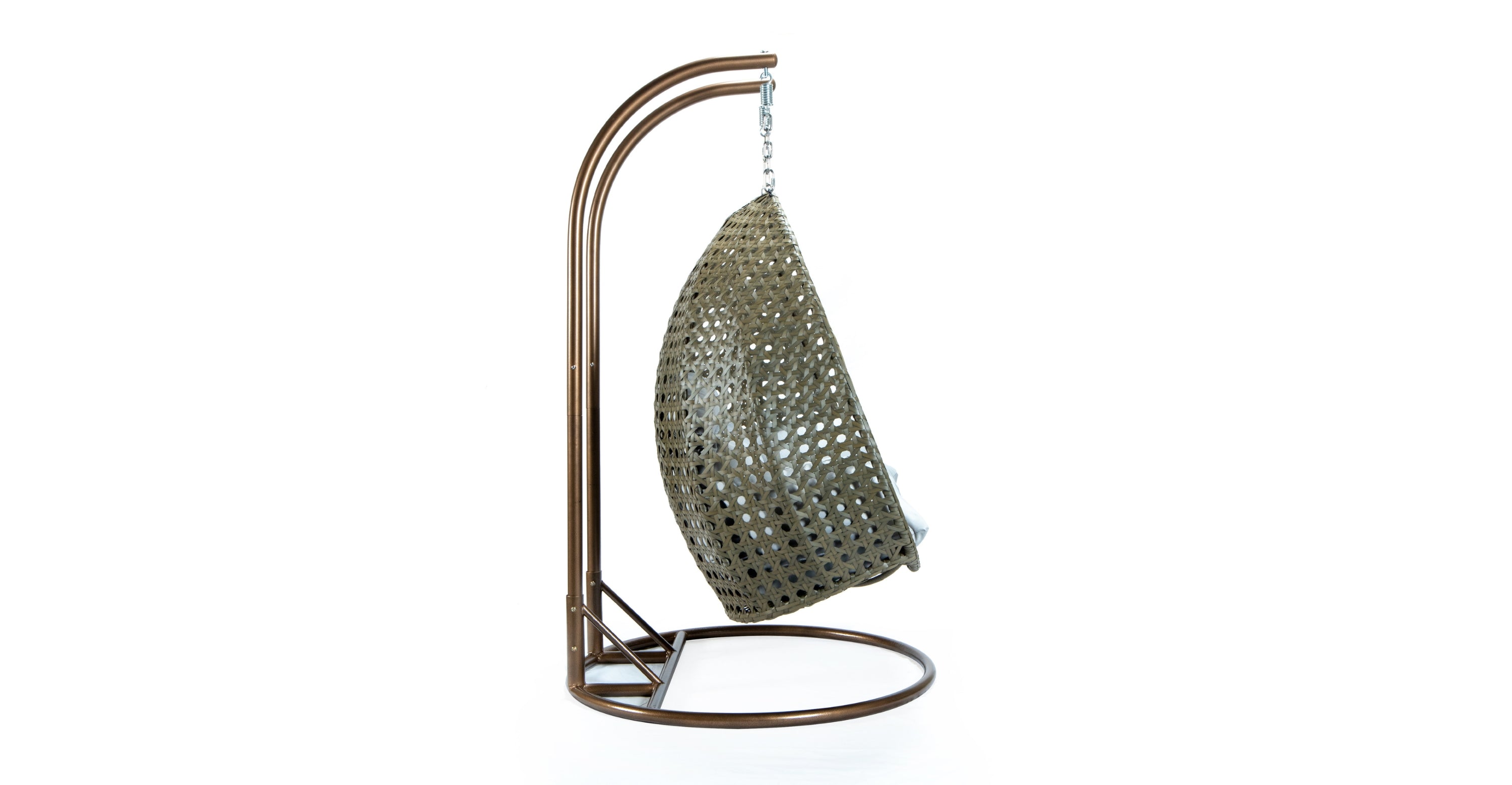 Modern Beige Wicker Hanging Double Seater Egg Swing Chair