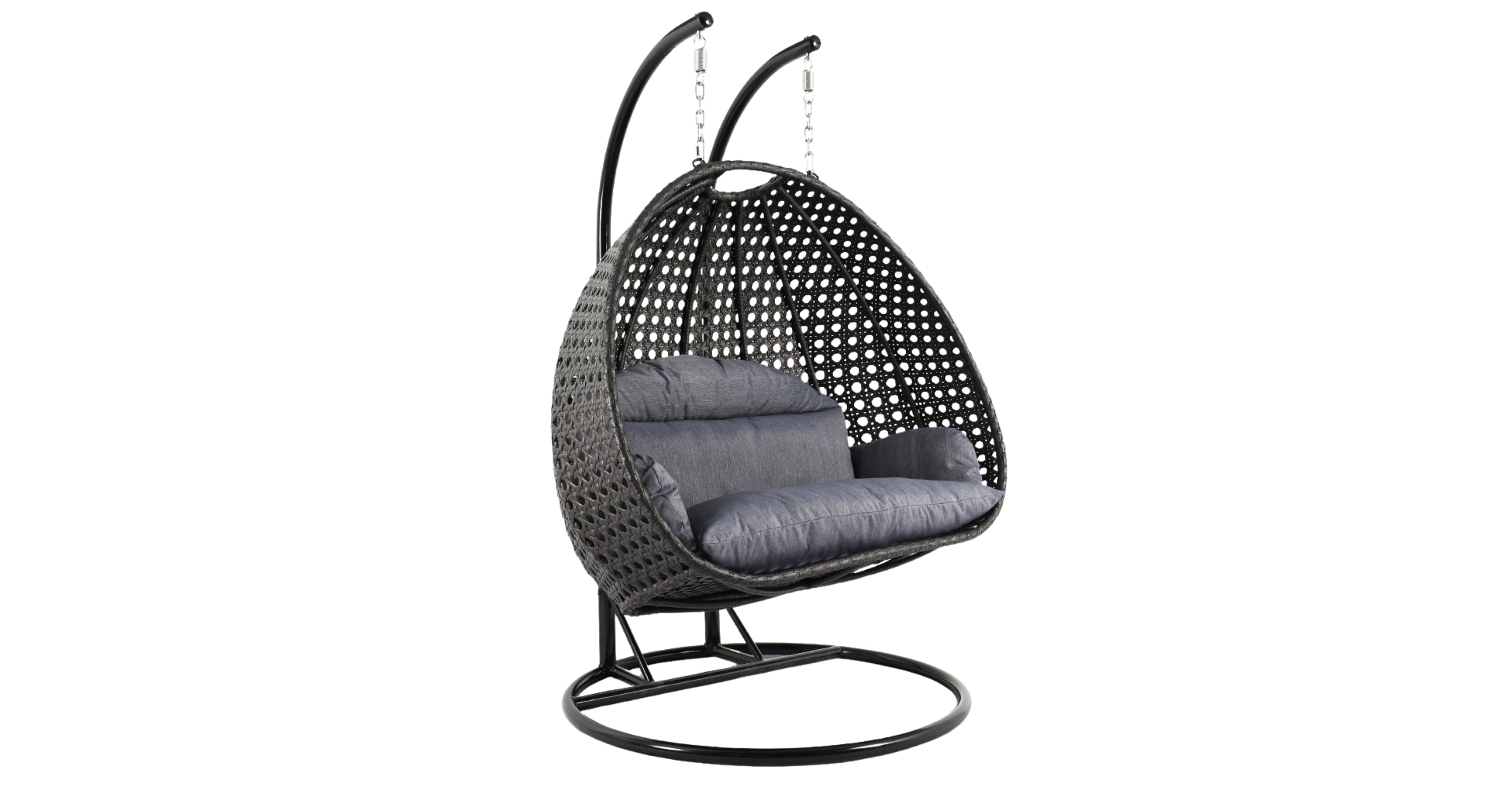 Modern Charcoal Wicker Hanging Double Seater Egg Swing Chair