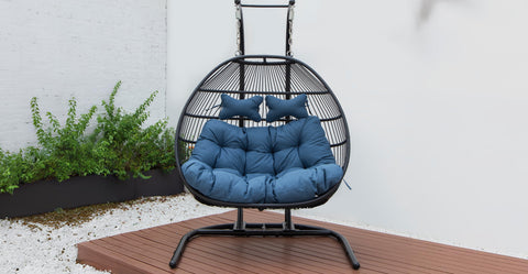 Wicker 2 Person Double Folding Hanging Egg Swing Chair