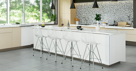 Cresco Modern Acrylic Barstool in Chrome Base for Kitchen and Dining Room